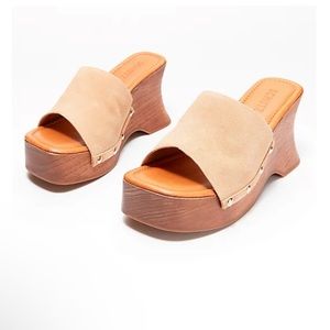Schutz  Suede wooden heel clog “Lanneh” size 6.